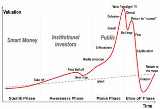 bubble mania cycle. Source: Jean-Paul Rodrigue, Dept. of Global Studies & Geography, Hofstra University